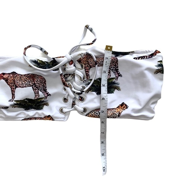 Cupshe White Leopard Palm Bandeau Bikini Top Size Large - Picture 11 of 14